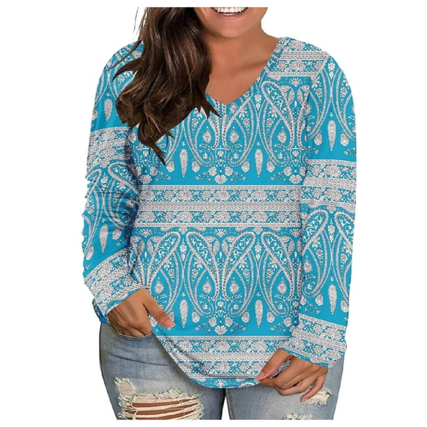 Rrive Women Loose Casual V Neck Print Long Sleeve T-Shirt Blouse Top Rrive Women Loose Casual V Neck Print Long Sleeve T-Shirt Blouse Top